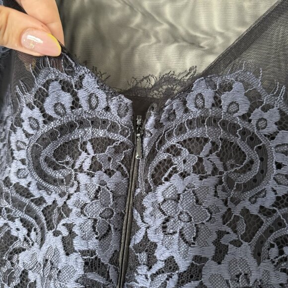 JS Collections Lace Overlay Cocktail Dress Black/Navy Size 16W NWT $288 - Picture 3 of 7